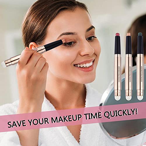 Nude Rose Gold Eyeshadow Stick Cream Smooth Single Eyeshadow Pencil Shimmer Crayon Palette Hypoallergenic Waterproof Eye Shadow Highlighter Stick Makeup Eye Liner Pen Multi-Dimensional Eyes Look(3#) #TOP3