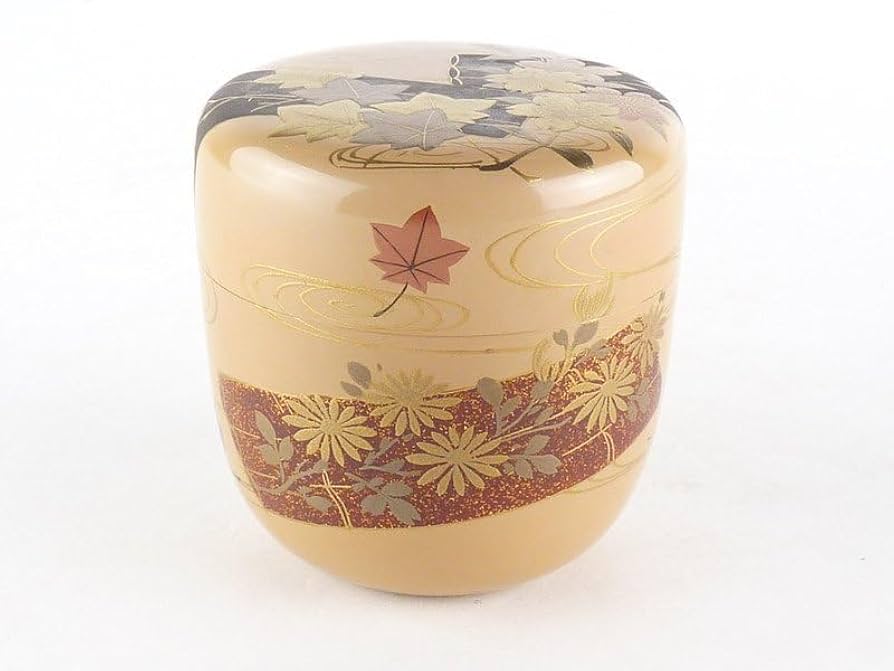 Amazon.co.jp: 扇屋荒井正春 白漆 花筏蒔絵 棗 共箱 高さ 約6.5