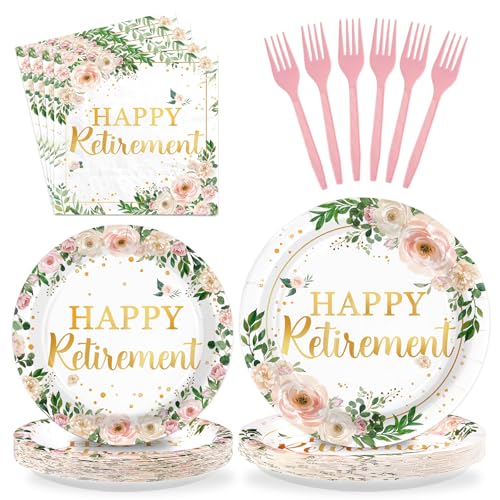 Greencian 96Pcs Wildflower Retirement Party Decorations, Serve 24