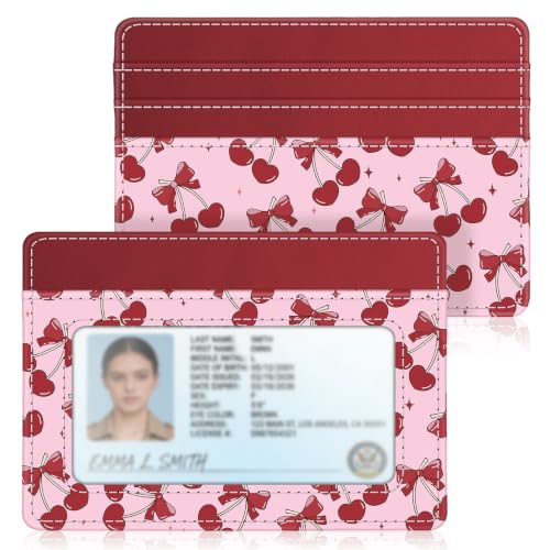 Image of FINTIE Slim Minimalist Front Pocket Wallet, RFID Blocking Credit Card Holder Card Cases with ID Window for Men Women (Cherry Red)