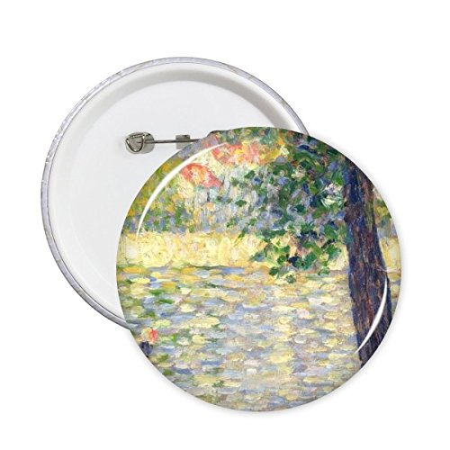 Broches rondes peinture à l'huile paysage abstrait XXL pour vêtements - Lot de 5
