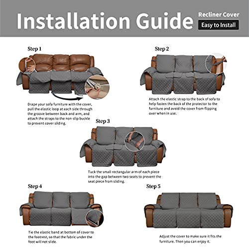Easy-Going Recliner Sofa Cover, Reversible Couch Cover For 3 Seat Recliner thumb #6