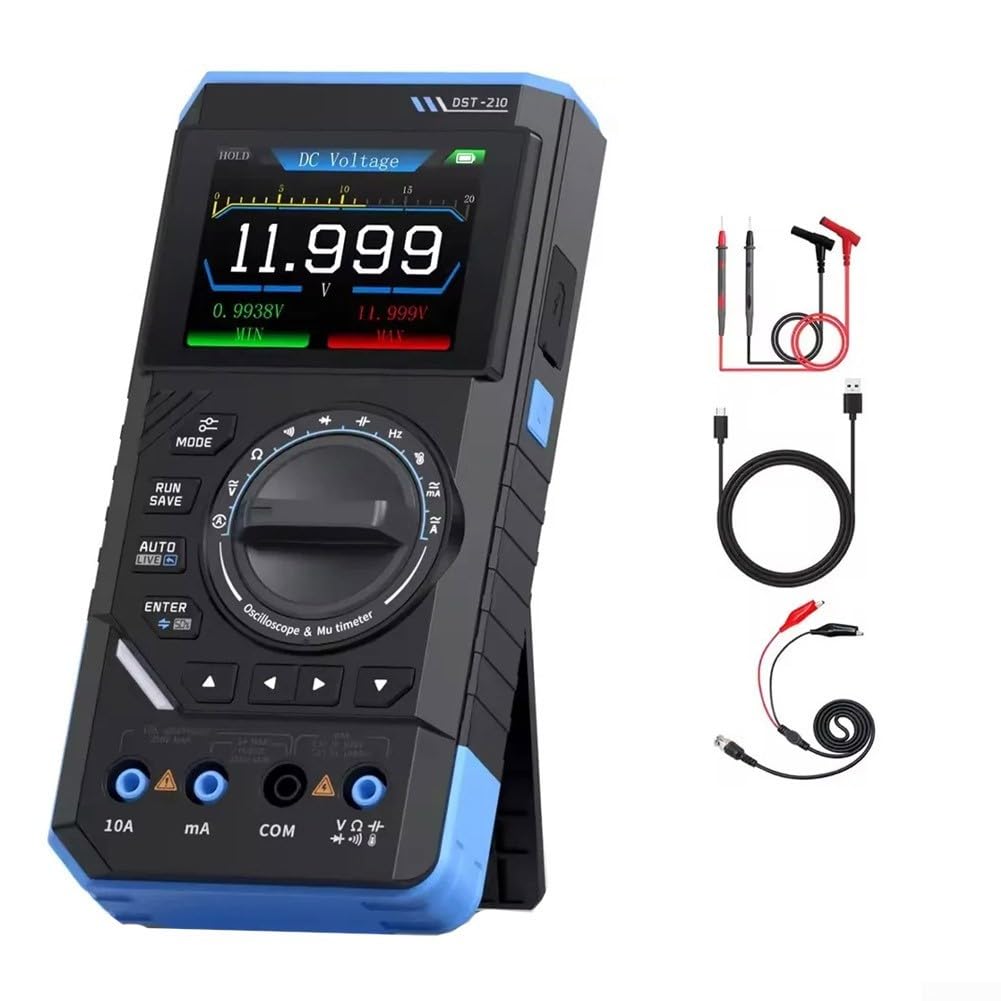 Eawfgtuw DST-210 - Multímetro digital 3 en 1 con osciloscopio de 10 MHz y generador de señal, probador portátil de mano para profesionales