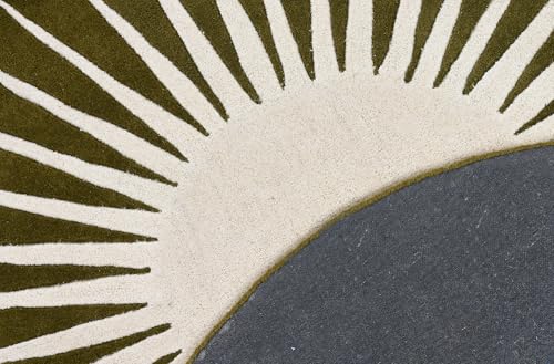 Image of Restoration and Renovation Modern Round Area Rug - Hand-Tufted with 100% NZ Wool, Thick & Soft Circular Carpet for Living Room, Bedroom & Dining Room Decor (Moss Green, 4' Round)