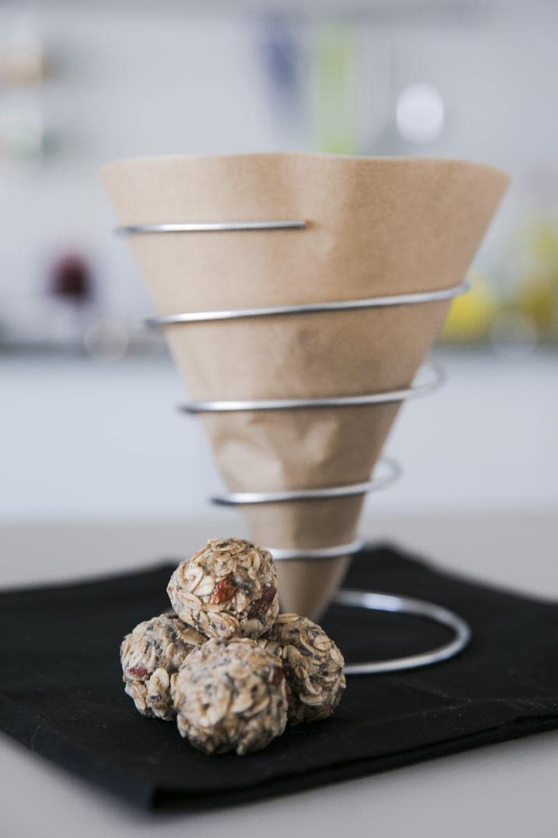 PACKNWOOD 294CONE1315 - Metal Cone Holders -Spiral Steel Basket Fry and Appetizer Cone Display - Decorative Ring Stand for Food - Reusable Metal Cone Stand - (H:5.9