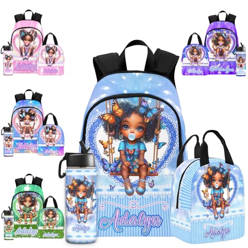 Personalized Kids Bookbag for Girls Boys Toddler, Custom Toddler Girl Backpack for Kids Customized Bookbags Set with Name Casual Daypacks Multicolor 4 in 1 School Bag Back to School Season - Main Image