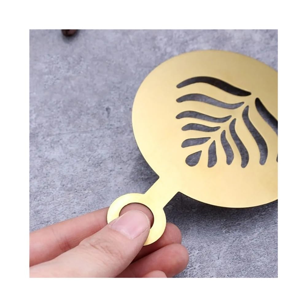 Plantillas de acero para decoración de café, café con leche, capuchino, para decoración de tartas, galletas, pintura en aerosol, molde para hornear para plantilla de barista (negro)