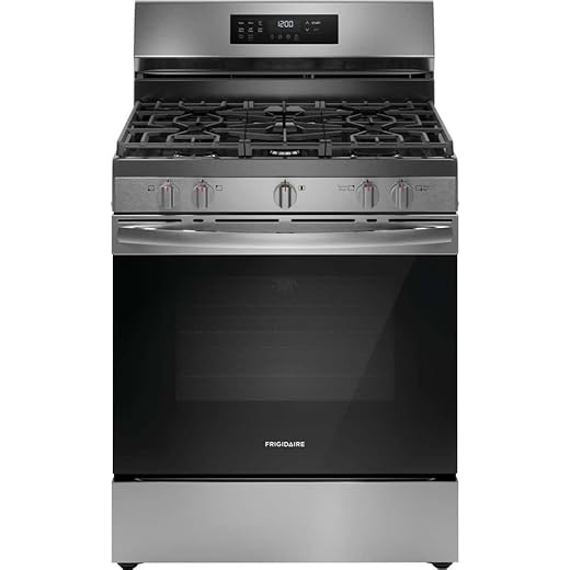 Frigidaire 30 in. 5.1 cu. ft. 5 Burner Freestanding Self-Cleaning Gas Range in Stainless Steel with Air Fry