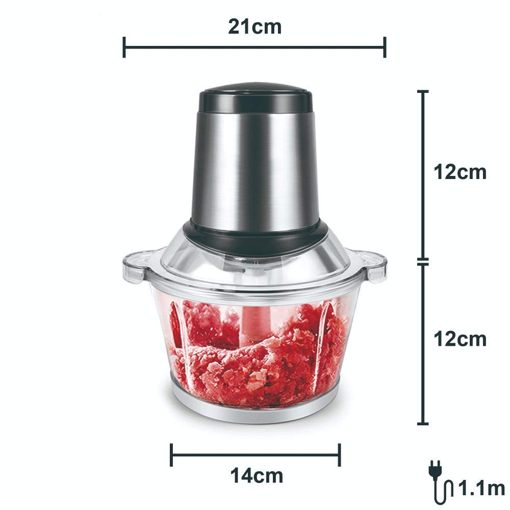 MaGiLL 250W Home Stainless Steel Electric Meat Grinder Sausage Stuffer Mincer Thick Glass Cup Body Household Mincer