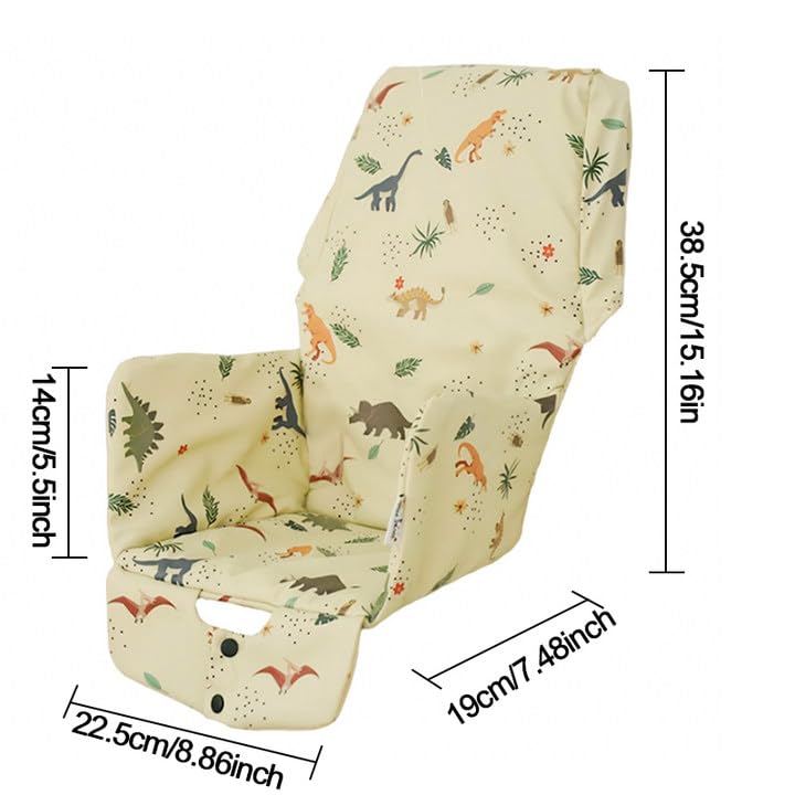 Image of High Chair Cover for Baby High Chair Cushion Compatible with IKEA Antilop Soft and Comfortable HighChair Seat Cover Replacement Waterproof and Easy to Clean, Dinosaur