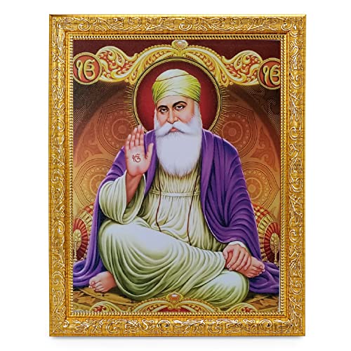 Impression brillante Guru Nanak Devji avec cadre doré élégant BM TRADERS