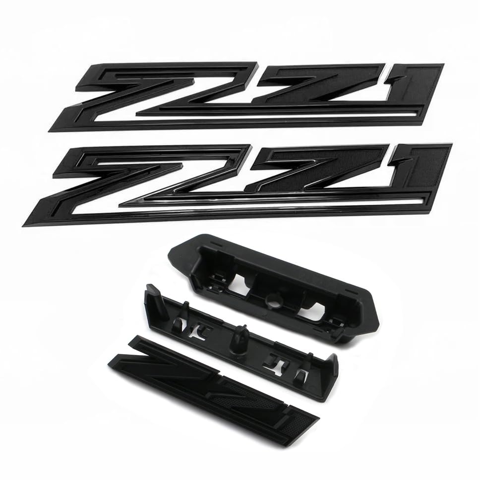 Yoaoo (Set of 3) 2019-2024 OEM 2pack Side Decals Emblems + Grille Z71 Badges Compatible with Silverado Z71 Parts 84632695 84384428 (All Black)