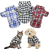 DroolingDog 3 Pack Plaid Extra Small Dog Tee Shirt XS Puppy Button Up Shirts Polo T Shirts Small Dogs Clothes Breathable Summer Tshirts, XS