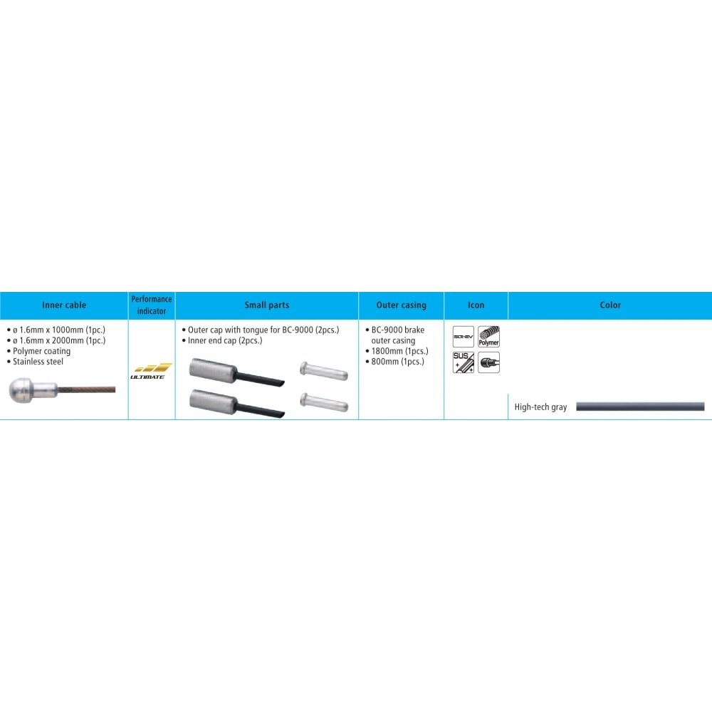 SHIMANO Polymer Road Bicycle Brake Cable Set - BC-9000 (Yellow)