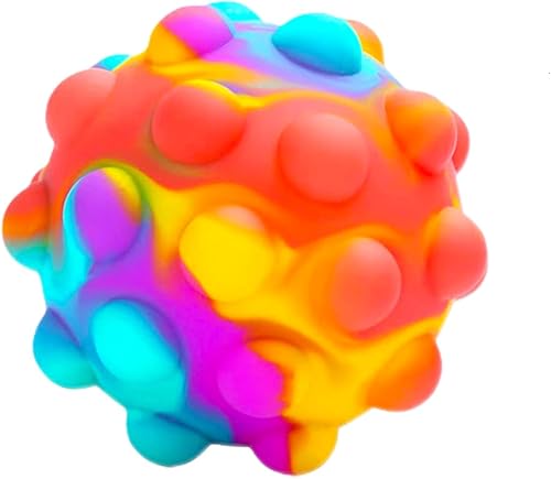 RadBizz Pelota de juguete sensorial Push Pop Bubble Fidget - para autismo, estrés, ansiedad, niños y adultos (bola multicolor)