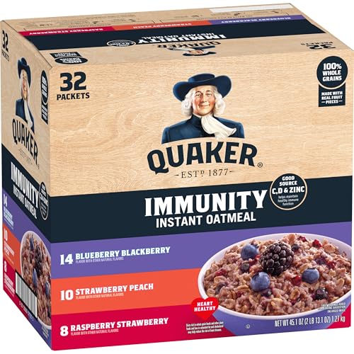 Quaker Immunity Instant Oatmeal Variety Pack, 32 Packets