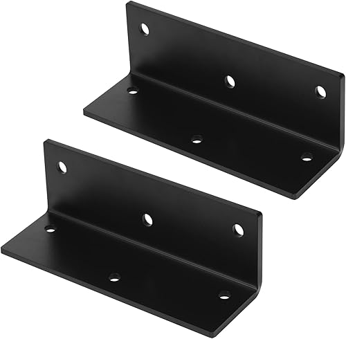 Miniatura 3 de 2 soportes negros de acero resistente de 9 x 3 pulgadas, soporte L de 90 grados, soportes de chimenea para repisa de chimenea, conector de estante