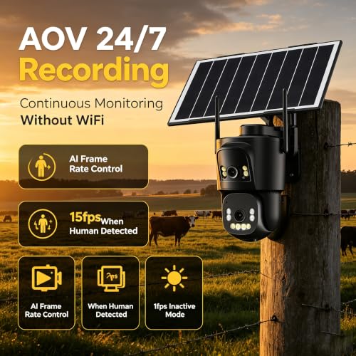 Image of ENSTER 4G AOV Cellular Solar Security Camera, 15600mAh Battery