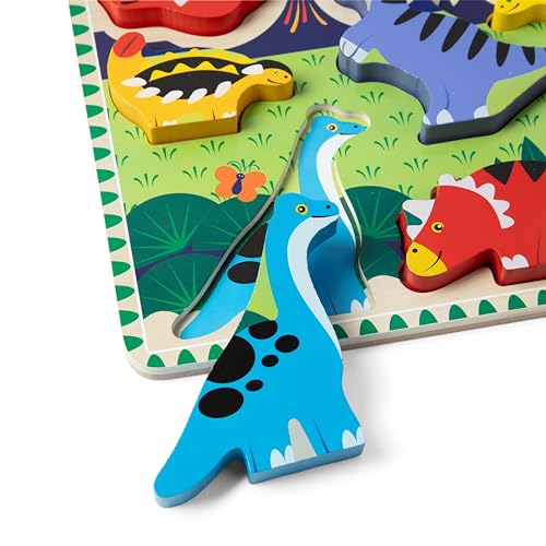 melissa amp doug dinosaur wooden chunky puzzle 7 pcs - fsc certified