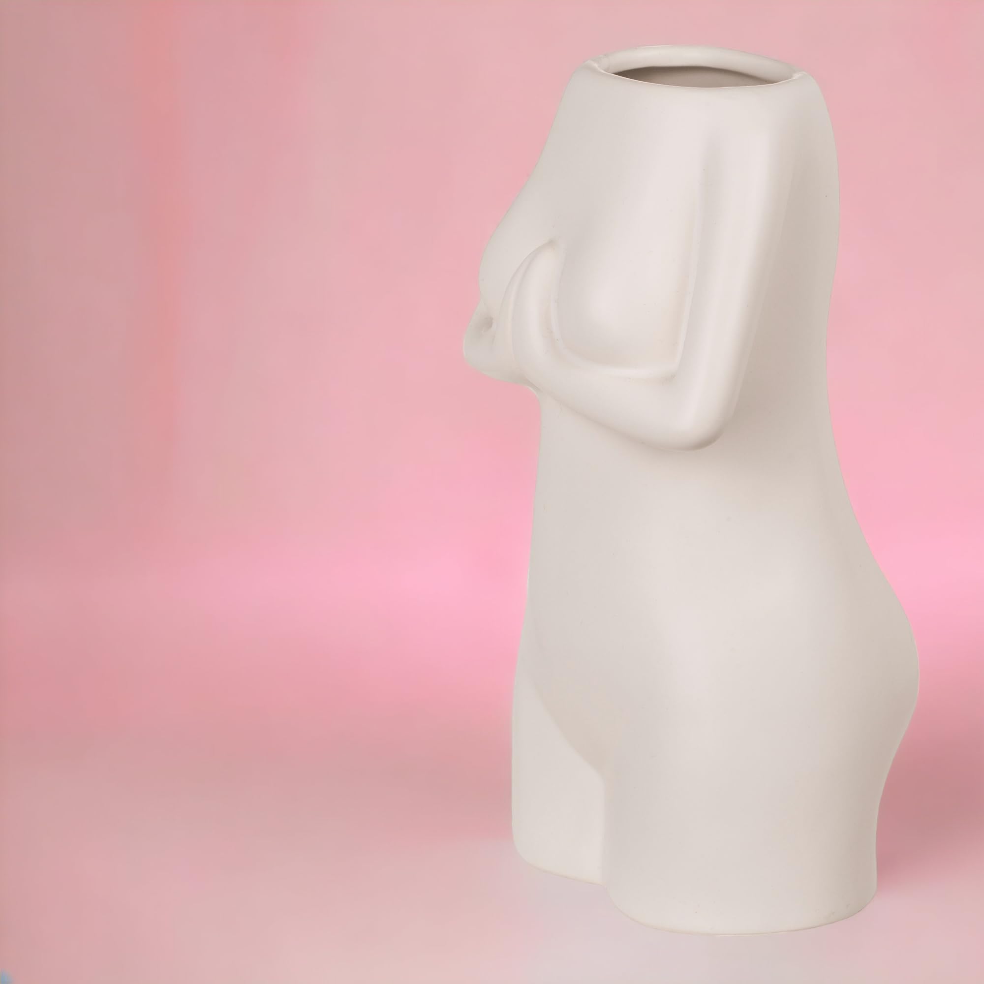 MIJOMA Mini vaso decorativo in ceramica dal design del corpo delle donne, elegante decorazione per la casa, adatto a qualsiasi stile di arredamento, corpo delle donne, 18 cm, bianco