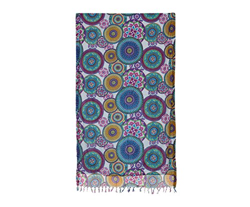 TEXTIL TARRAGO Toalla pareo estampada gigante círculos blanco 140x170 cm doble