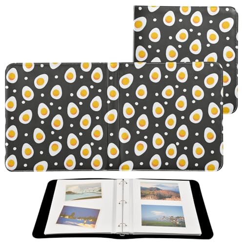 Álbum de fotos grande JIPONI Fried Eggs con cubierta de cuero DIY para fotos 4x6 5x7 6x8, libro de recuerdos autoadhesivo para bodas, bebés y familia miniatura 2
