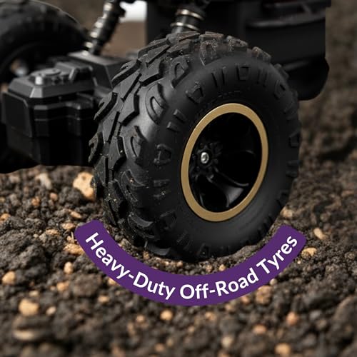 Image of Lilplay Monster Truck | Rechargeable Remote Control Car for Kids | Rock Crawler 5 Function 1:18 RC Car with Smoke | Offroad High Speed Rock Climbing Toys for Boys (Purple)
