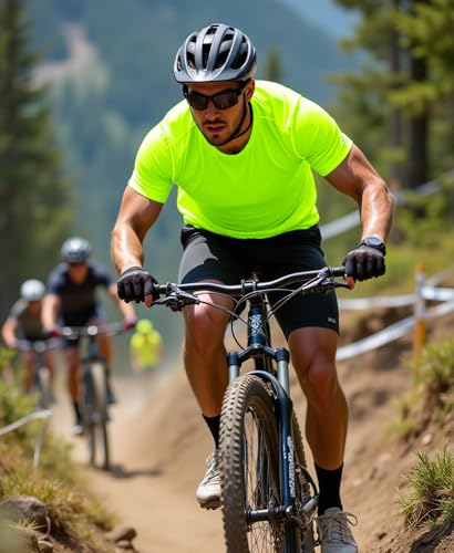 Mens Running Shirt Quick Dry Fit Short Sleeve Performance T-Shirt Moisture Wicking Ourdoor Active Wear Reflective3