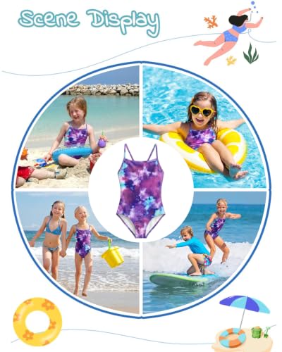 Image of weVSwe Baby Girl Swimsuit One Piece Swimsuit Cute Toddler Girls Sleeveless Bikini Kids 2-10 Years
