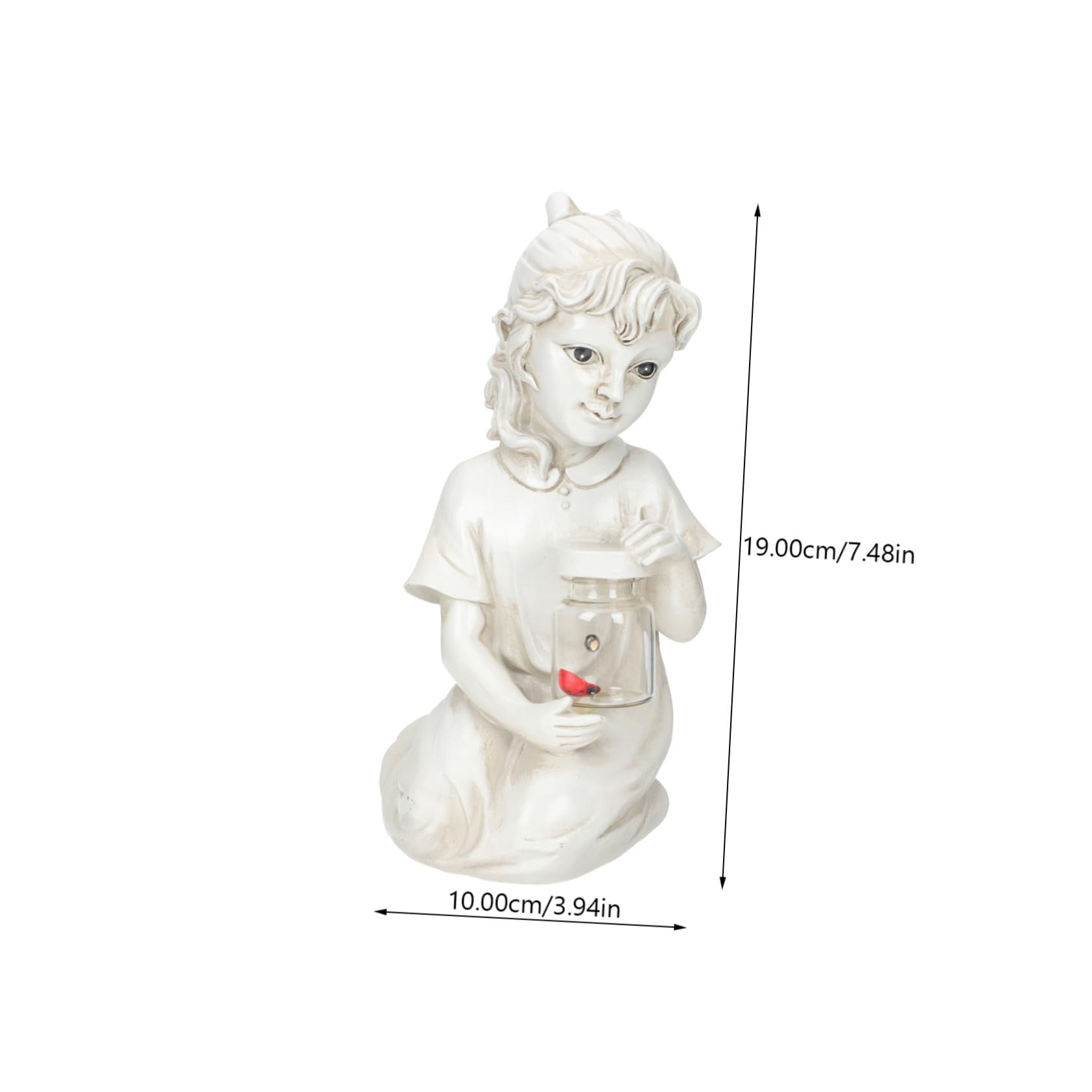 Solar-powered Resin Kid Sculpture Outdoor Garden Ornament with Decorative Lighting Weather-resistant Child Statue for And Flowerbed Décor