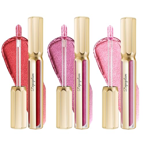 Image of Depuplum 3Pc Metallic Lipstick for Women Red Burgundy Pink Lipsticks