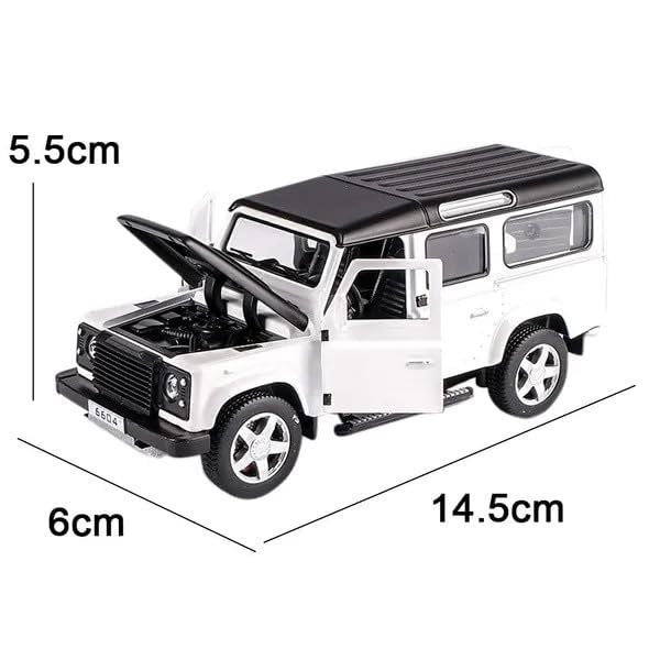 Image of Kids Model 1:32 Defender Die Cast Metal Car Pull Back Action Opening Doors with Realistic Engine Sound Lights Toy Car Gift for Boys - White