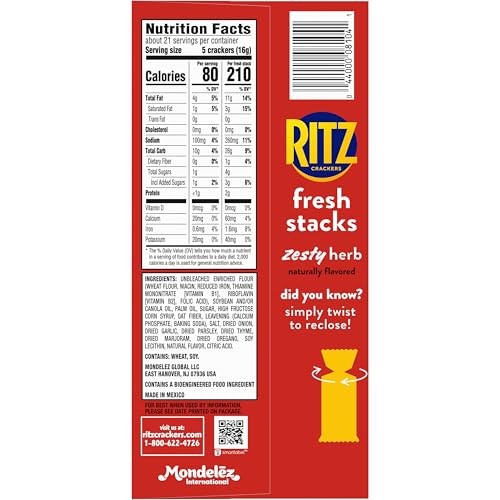 Image of RITZ Fresh Stacks Zesty Herb Crackers, Travel Snacks, 8 Multi Snack Packs | Individually Wrapped