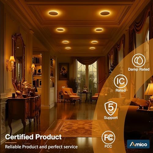 Amico 2 Pack 4 Inch LED Recessed Light with Night Light, 5CCT, 700LM - 5