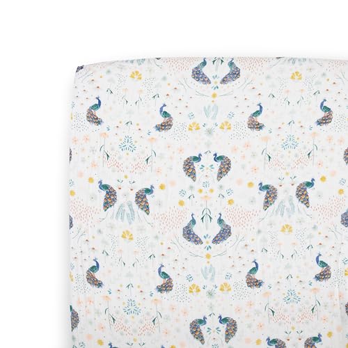 Image of Little Unicorn Premium Crib Sheet | Breathable & Super-Soft Muslin Fabric (Peacock)