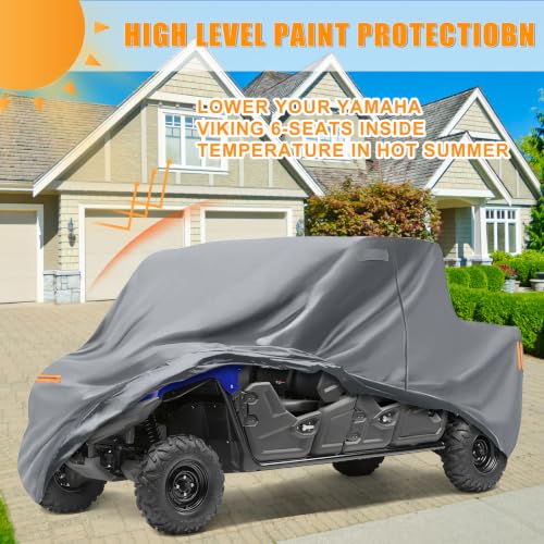 Image of Waterproof UTV Cover Compatible with Yamaha Viking 6 Seats | 6 Layers Outdoor Cover with Cotton Liner, Air Vents, Door Zipper and Windproof Buckles for Rain Snow Dust Protection