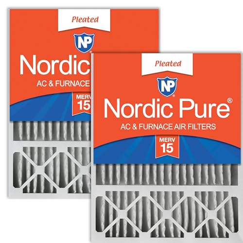 Image of Nordic Pure 20x25x5 Pleated MERV 15 Air Filters 2 Pack | Actual Size: 19 3 /4 x 24 3 /4 x 4 3 /8 Lennox Replacement Fits X6673 X6675 Made in USA, Pro Strength Filtration
