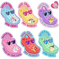 Valentines Day Cards for Kids School - Valentines Gifts for Kids - 36 Valentine Cards with Shoe Charms Bulk - Funny Valentine Exchange Card for Boys Girls Toddler Class Classroom Gift Party Favors