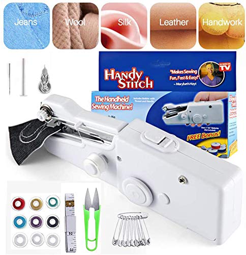 Dweyka - Mini máquina de coser manual, 18 piezas, máquina de coser eléctrica, portátil, puntada rápida y manejable para tela, para uso doméstico y de viaje