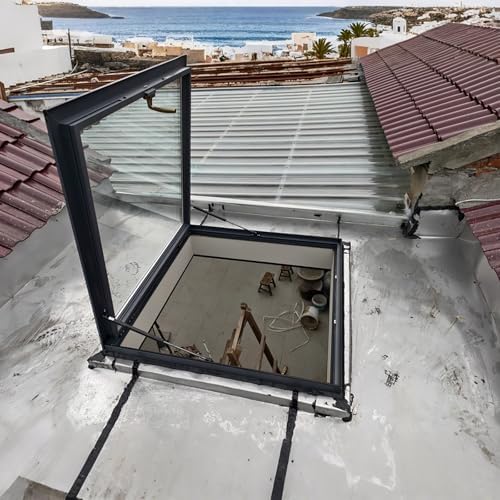 Skylight for Roof - 30x30 in Aluminum Alloy Manual Venting Window, Sloped & Flat Roof Light Well Cover, Ideal for Homes & Underground Spaces