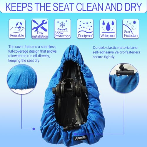 Image of Waterproof Bicycle Seat Covers Dustproof Rainproof UV-Resistant and Windproof Easy to Install and Clean Reusable Suitable for Men's and Women's Mountain Bike and Narrow Seats(2pcs Sky Blue)