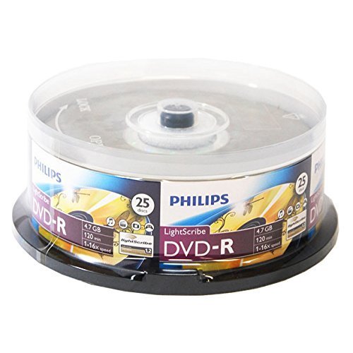 Philips Lightscribe Blank Media Disc DVD-R 16X Speed / 4.7GB / 120min ...