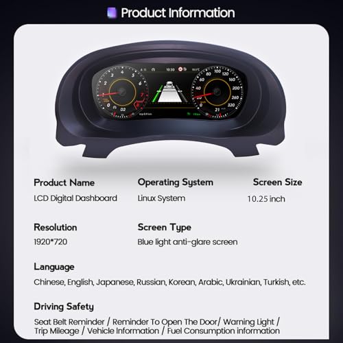 Wowuseful 12.3 ''DIGITALE DASHBOARD - GOLF 6 Digital Dash, Aftermarket Digital Instrument Cluster, Digital Gauge Cluster For Golf 6 (2008-2014), Automotive Replacement Instrument Panel Gauges thumb #4