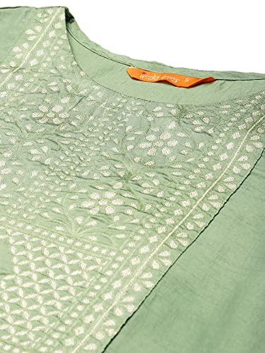 Image of INDO ERA Women's Yoke Design Polyester Calf Length Straight Kurta(KT9BE2758)