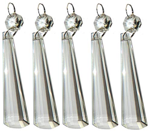 5 Pieces 72mm 3 Slant End Icicle Clear Chandelier Drops Transparent Droplets Cut Glass Crystals Beads Christmas Tree Ornaments Wedding Decorations Light Spare Parts