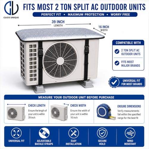 Image of Split Ac Cover Outdoor Unit Cover | Heat-Insulated, Weather-Resistant Protection | Extend AC Lifespan & Boost Energy Efficiency ac outdoor unit protector (Pack of 1)4 layer protection