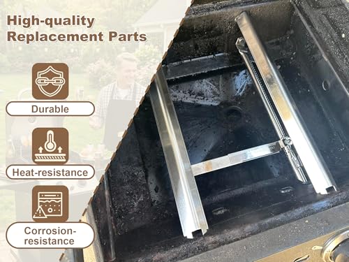 Image of BBQ-PLUS Grill Replacement for Charbroil Performance 2-Burner 463630021 463654022 463655621 463660421, 17 inch Cast Iron Cooking Grates, Stainless Steel Heat Plates, Burner Tubes & Igniters Parts Kit