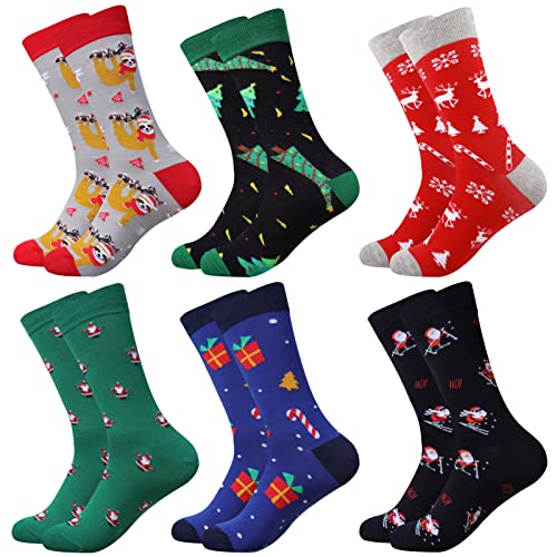 ILovDaisy 6 Paar Weihnachtssocken Lustige Socken Herren, 39-46...