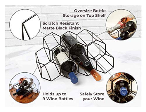 Soporte de vino de mesa para 9 botellas en hierro miniatura 3