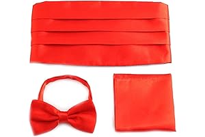 Adjustable Tuxedo Cummerbund Set with Bow Tie & Pocket Hanky,Evening Dress Cummerbund Set